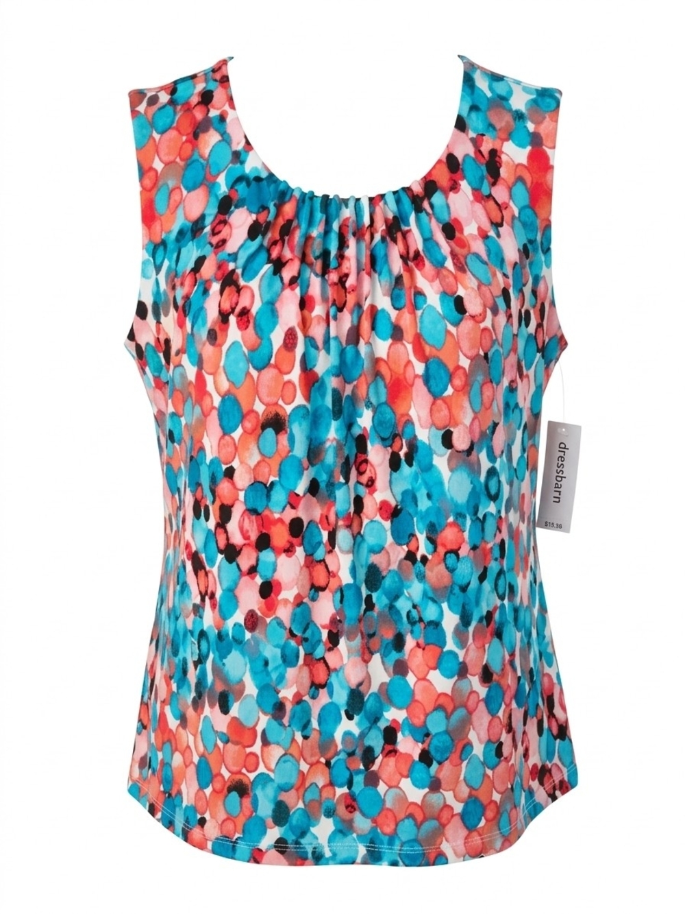 dressbarn Multicolor Sleeveless Scoop Neck Print Tank